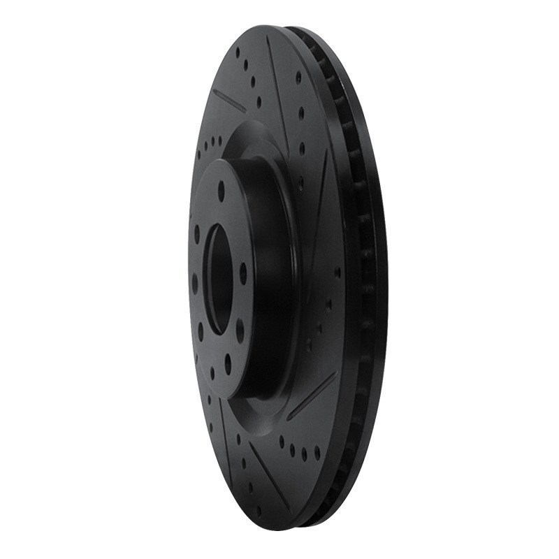 Mazda RX-8 Brake Rotor (1) - Front Right - R1 Concepts - Drilled & Slotted - Black - `04-`11